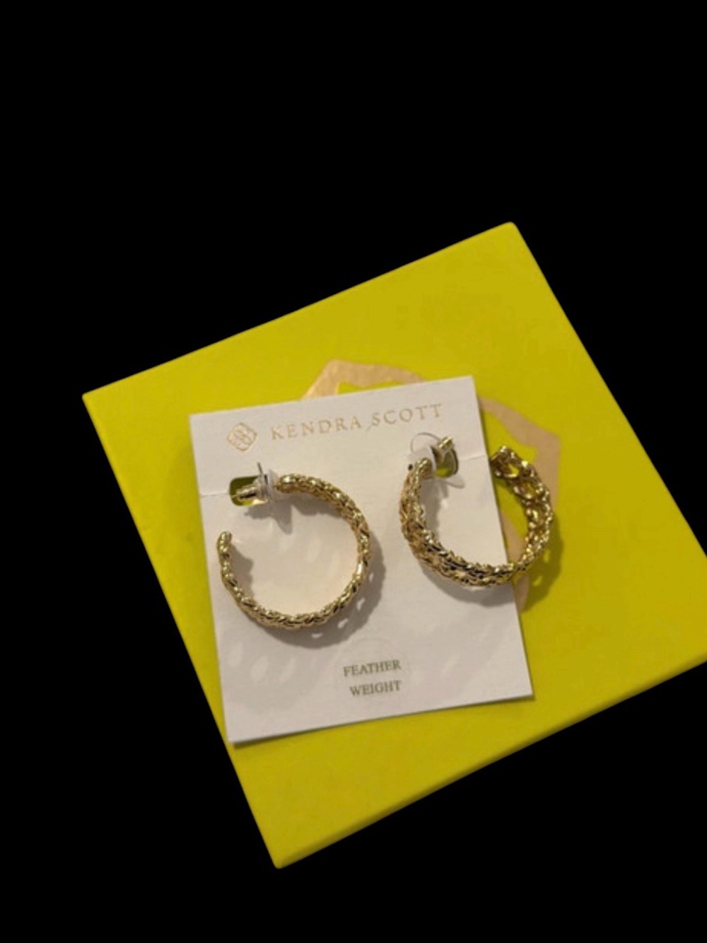 Auth Kendra Scott NATALIE Gold Rattan Woven Looking Hoop Earrings NWT